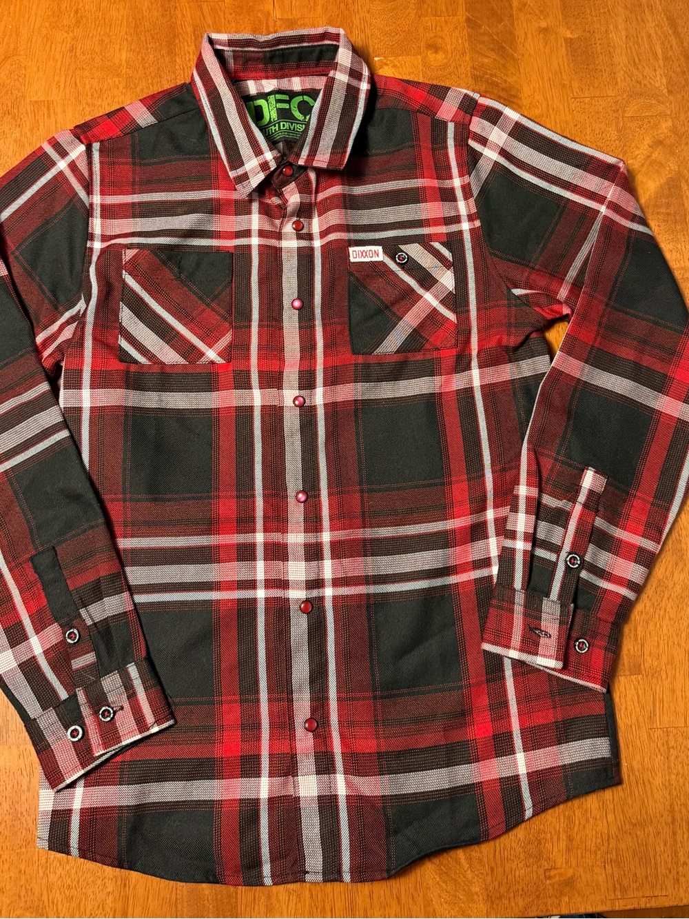 DIXXON Youth Red and Black Plaid Button-Down Shirt